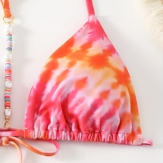 Damen Triangel-Bikini mit modischem Bindeband-Design R&B