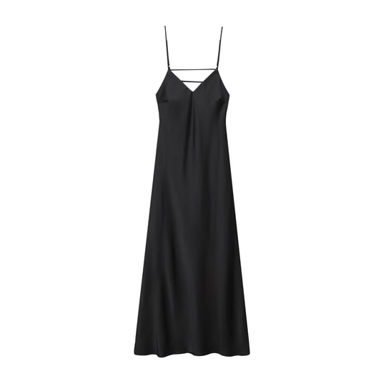 Damen Sommerliches Spaghettiträgerkleid mit schmeichelndem Schnitt und fließendem Stoff R&B
