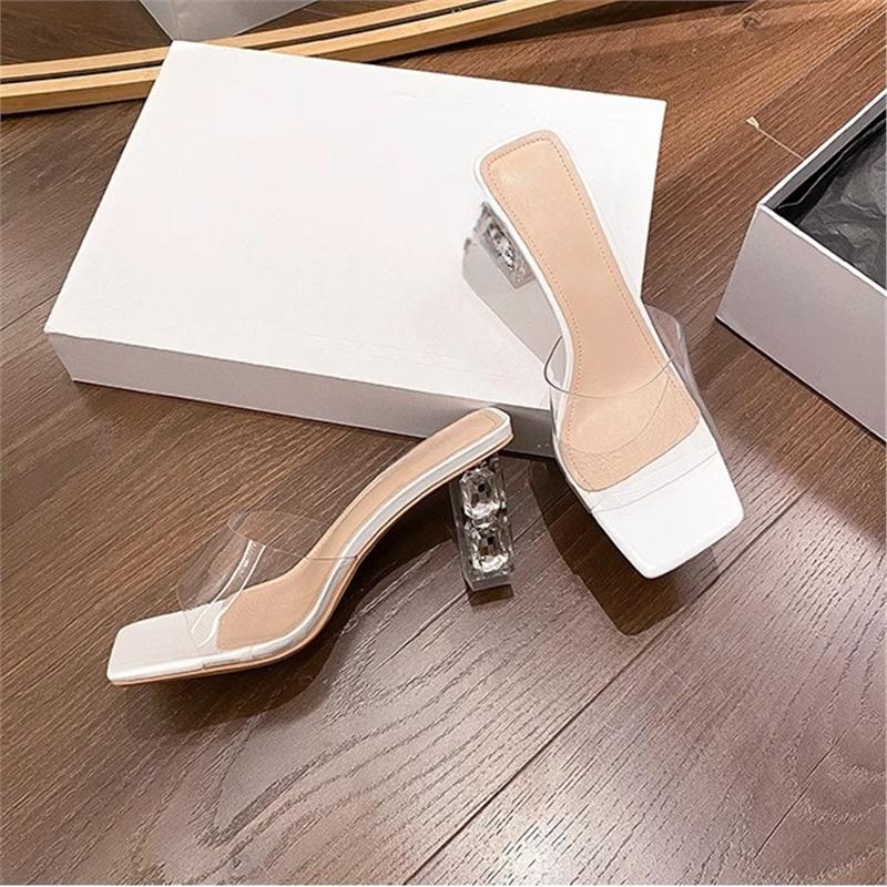 Damen Slingback Sandalen mit praktischem transparentem Riemendesign und funkelndem Blockabsatz R&B