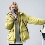 Damen sportliche Übergangsjacke mit vielfältigen Taschen und verstellbarem Kragen