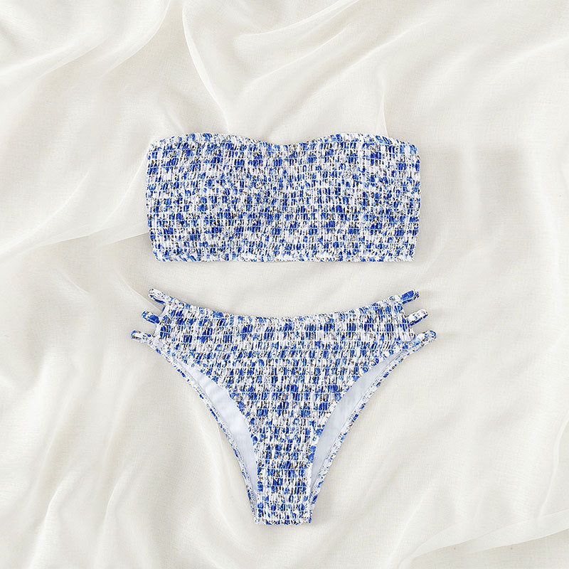 Damen Bandeau-Bikini mit raffinierten Rüschendetails und verstellbaren Trägern R&B
