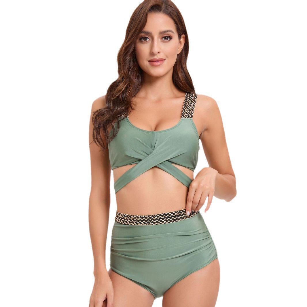 Damen Sportliches Bikini-Set mit raffiniertem Wickeldesign und verstellbaren Trägern R&B