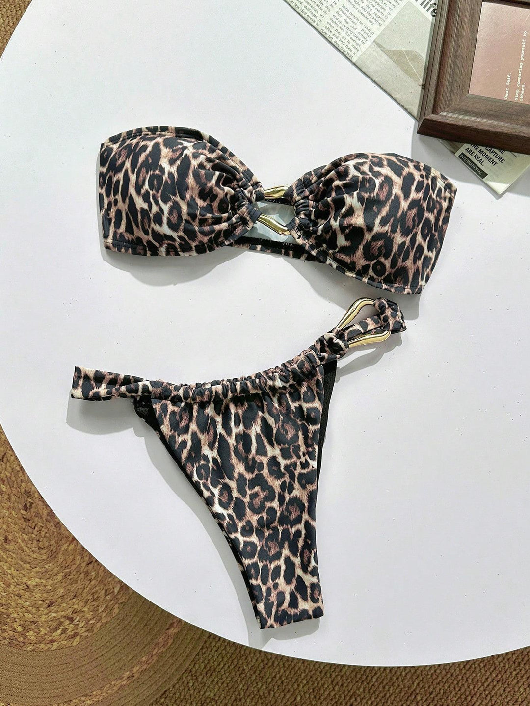 Damen Bandeau-Bikini mit dekorativem Schmuckdetail R&B