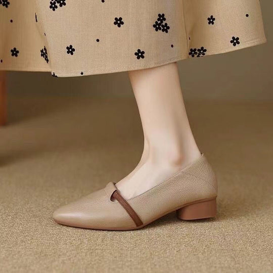 Damen Elegante Ballerinas mit komfortablem Blockabsatz und modischem Riemen R&B