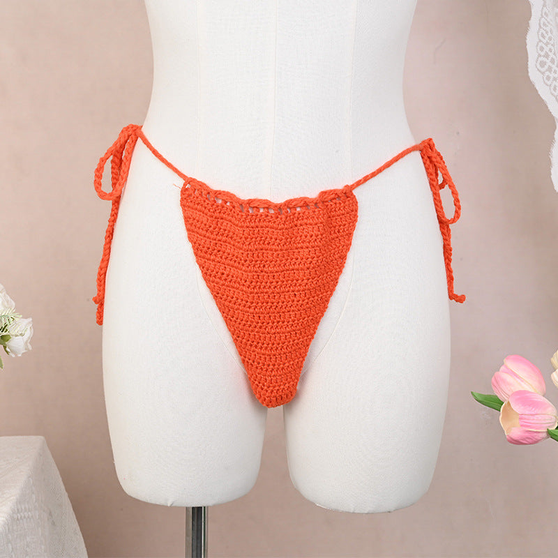 Damen Häkel-Bikini-Oberteil mit floralen Akzenten und verstellbaren Trägern R&B