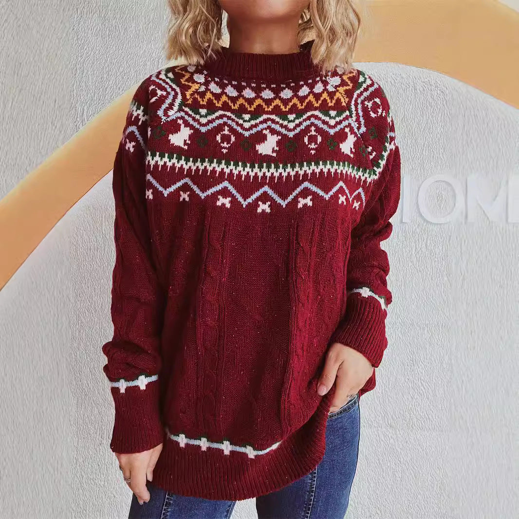 Damen Grobstrickpullover mit festlichem Muster und modernem Zopfdessin R&B