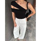 Damen asymmetrisches Oberteil mit eleganter Wickeldetail R&B