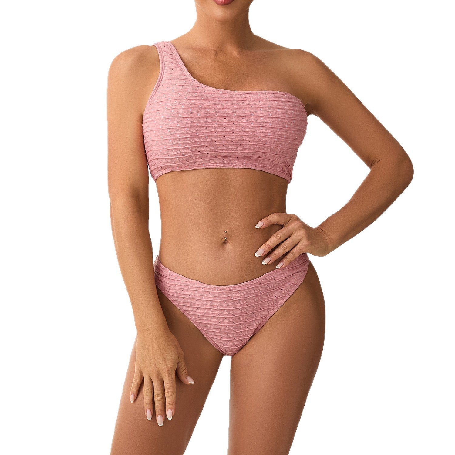 Damen asymmetrisches Bikiniset mit strukturierter Oberfläche R&B