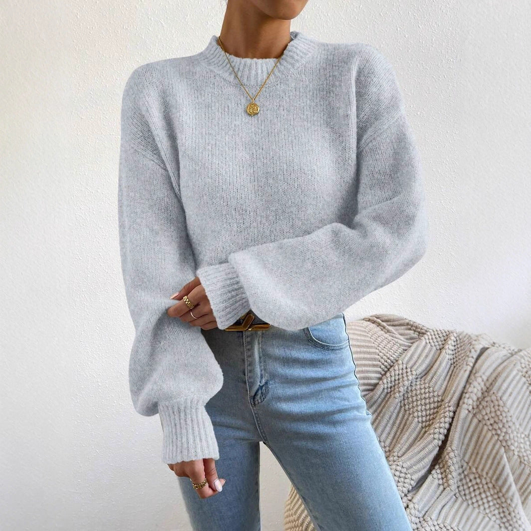 Damen Kuschelpullover mit weitem Schnitt und hochgeschlossenem Kragen R&B
