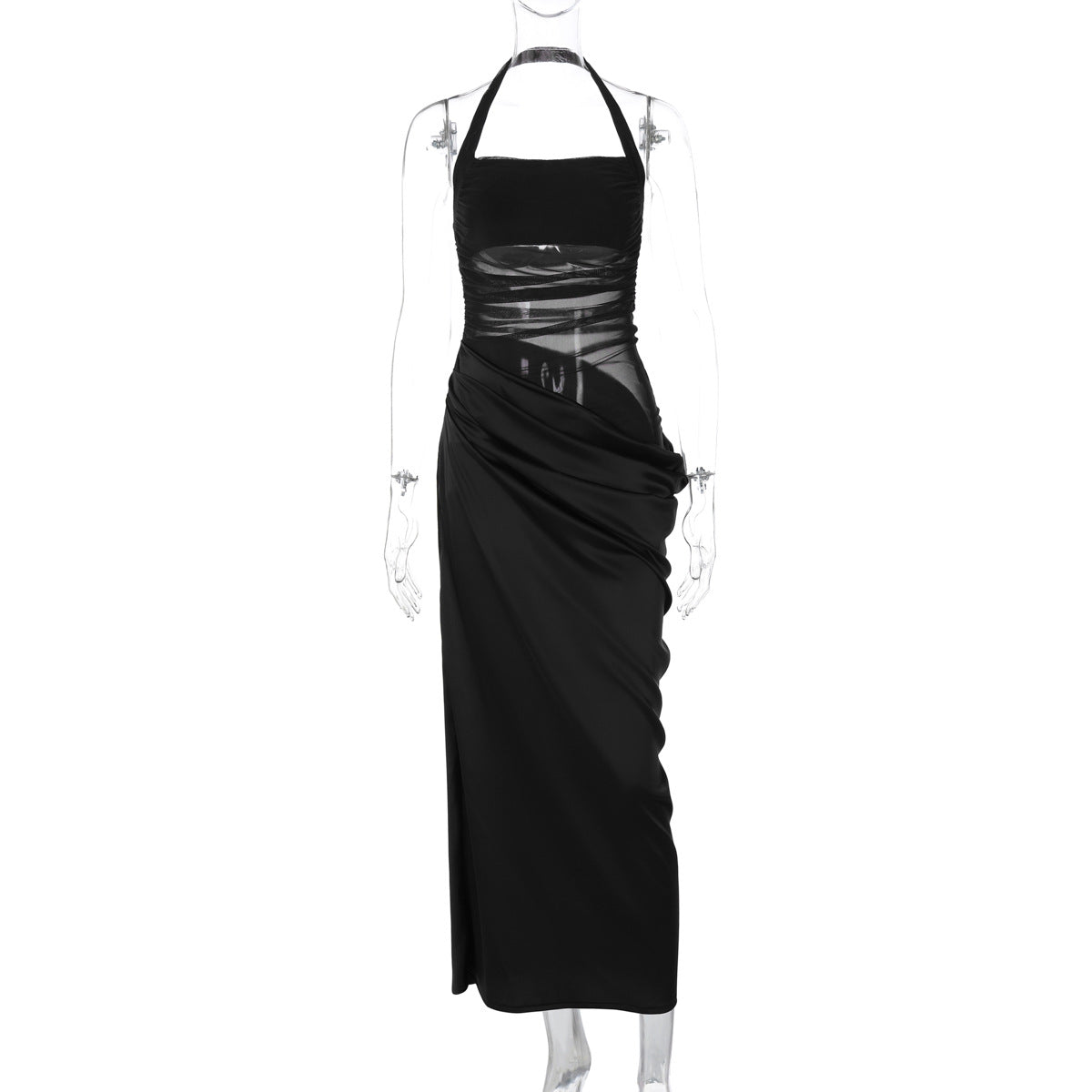 R&B | Schmal geschnittenes Kleid mit rückenfreien Netznähten