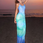 Damen Maxikleid im eleganten Fluid-Design mit feinen Spaghettiträgern R&B