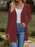 Damen Langstrickjacke mit strukturiertem Obermaterial und praktischen Taschen R&B