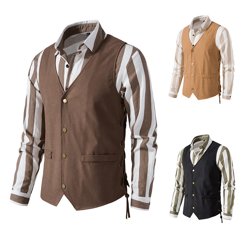 Herren elegante Weste mit feinem Stoff und praktischen Taschen
