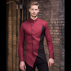 Herren Modern Asymmetrisches Button-Up Hemd R&B
