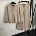 Damen modisches Strick-Loungewear-Set mit grafischem Muster R&B