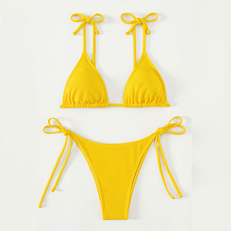 Damen Triangel-Bikini mit verstellbaren Trägern und hohem Beinausschnitt R&B