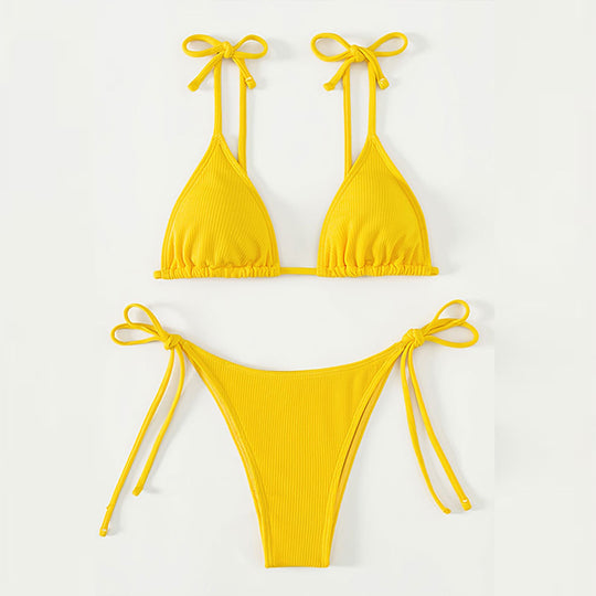 Damen Triangel-Bikini mit verstellbaren Trägern und hohem Beinausschnitt R&B