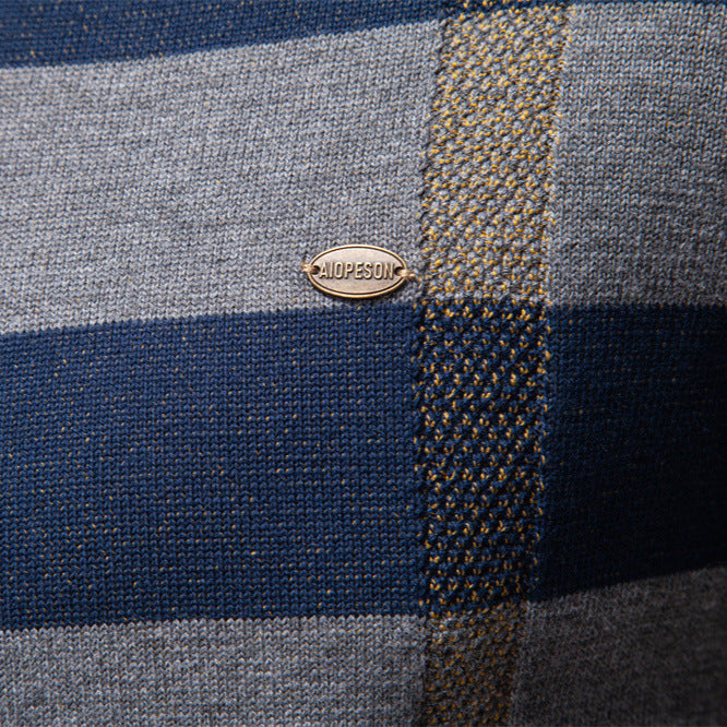 Herren Langarm Pullover mit modernem Karo-Muster und weichem Strick