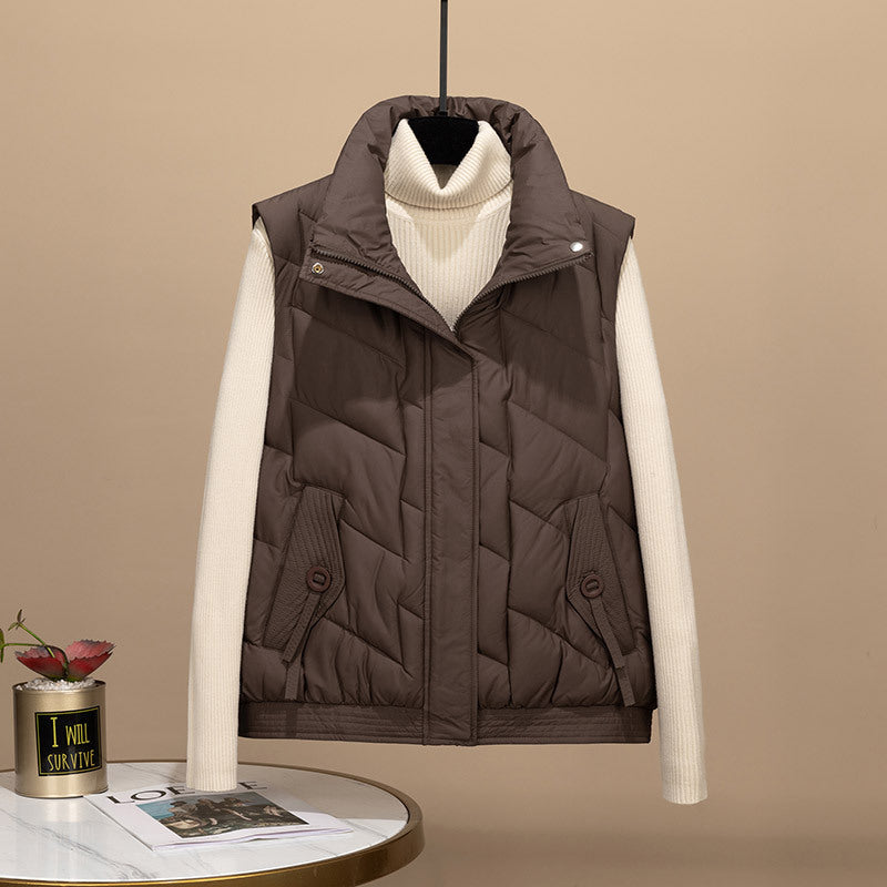 Damen Modische und funktionale Steppjacke mit hohem Kragen und Taschen R&B