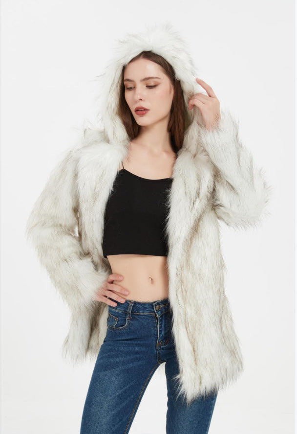 Damen Coole und lässige Kunstpelzjacke R&B