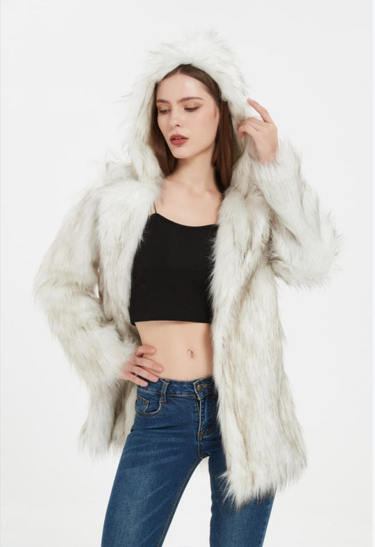 Damen Coole und lässige Kunstpelzjacke R&B