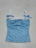 Damen Spaghetti-Trägertop mit floralen Akzenten und Rüschendetails R&B