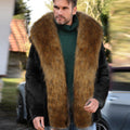 Herren Elegante und warme Fleecejacke mit Kunstpelzkragen R&B