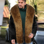 Herren Elegante und warme Fleecejacke mit Kunstpelzkragen R&B