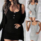 Damen Strickkleid mit Knopfdetails und schickem Midi-Schnitt R&B