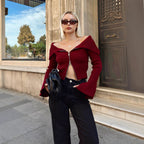 Damen Strickjacke mit weitem Ärmeldesign und Reißverschluss