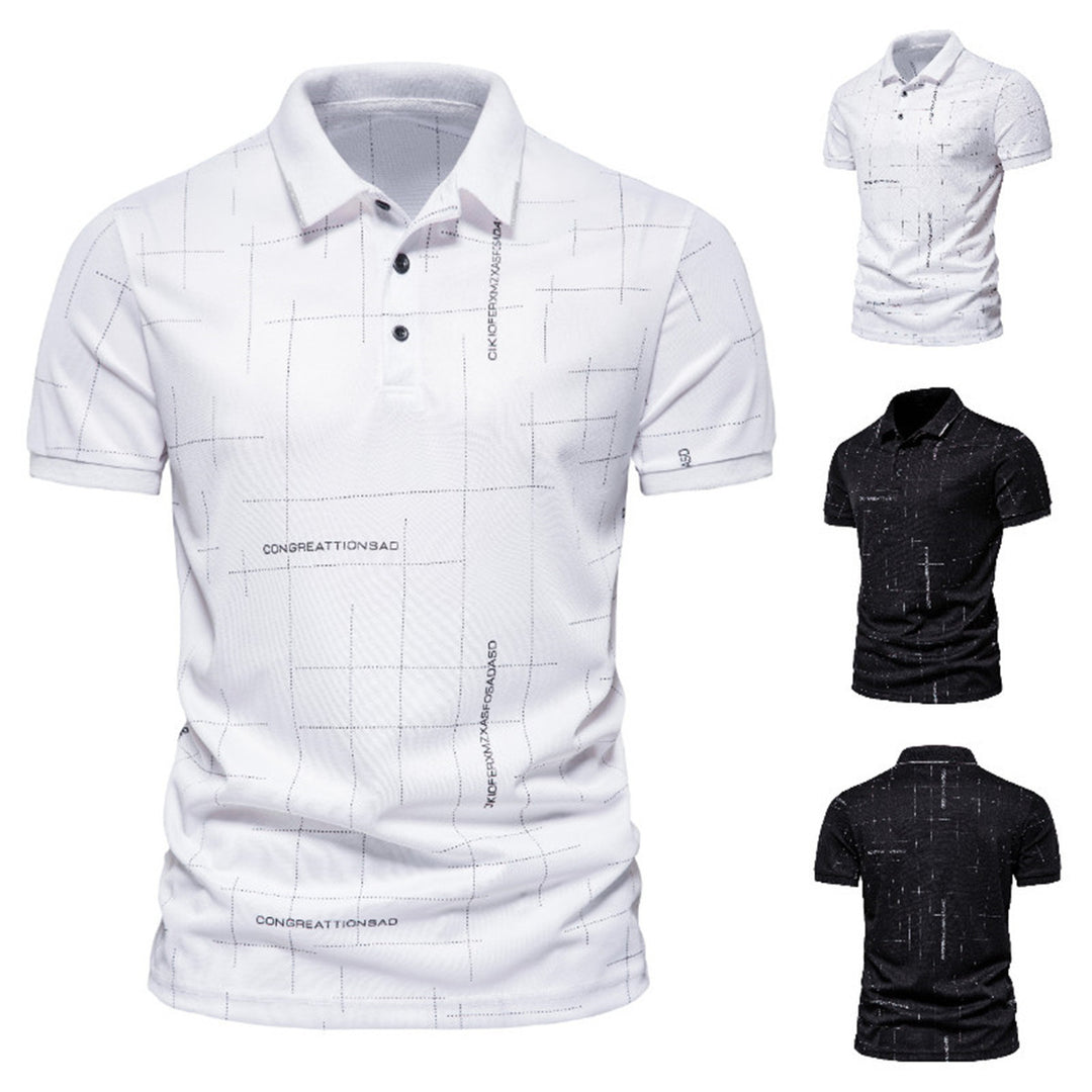 Herren Poloshirt mit modernem grafischen Druck und atmungsaktiven Eigenschaften R&B