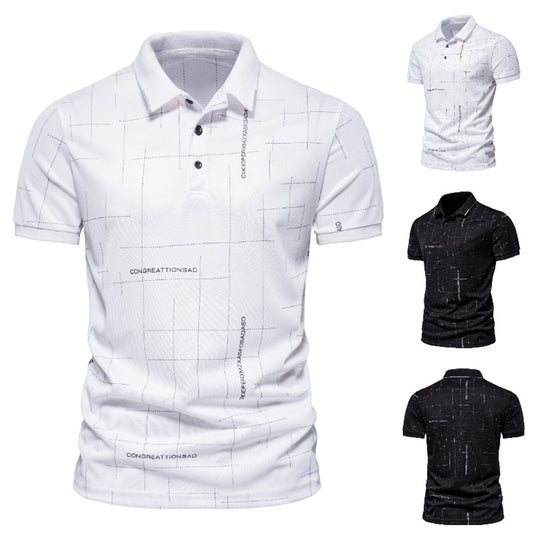 Herren Poloshirt mit modernem grafischen Druck und atmungsaktiven Eigenschaften R&B