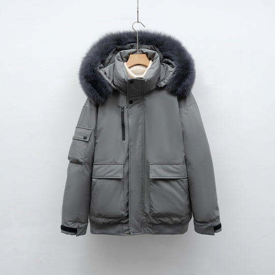 Damen Winterjacke mit großem Kunstfellkragen und funktionalen Taschen R&B