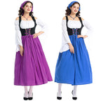Damen nan RenaissancR&Bauernkleid mit geschnürtem Mieder, schulterfreiem Carmen-Oberteil und weitem Rock R&B