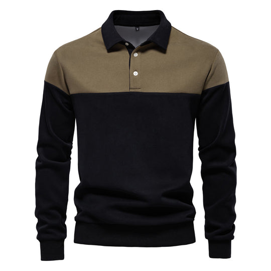 Herren Langarm Poloshirt mit modernen Farbapplikationen und hochwertigem Stoff R&B