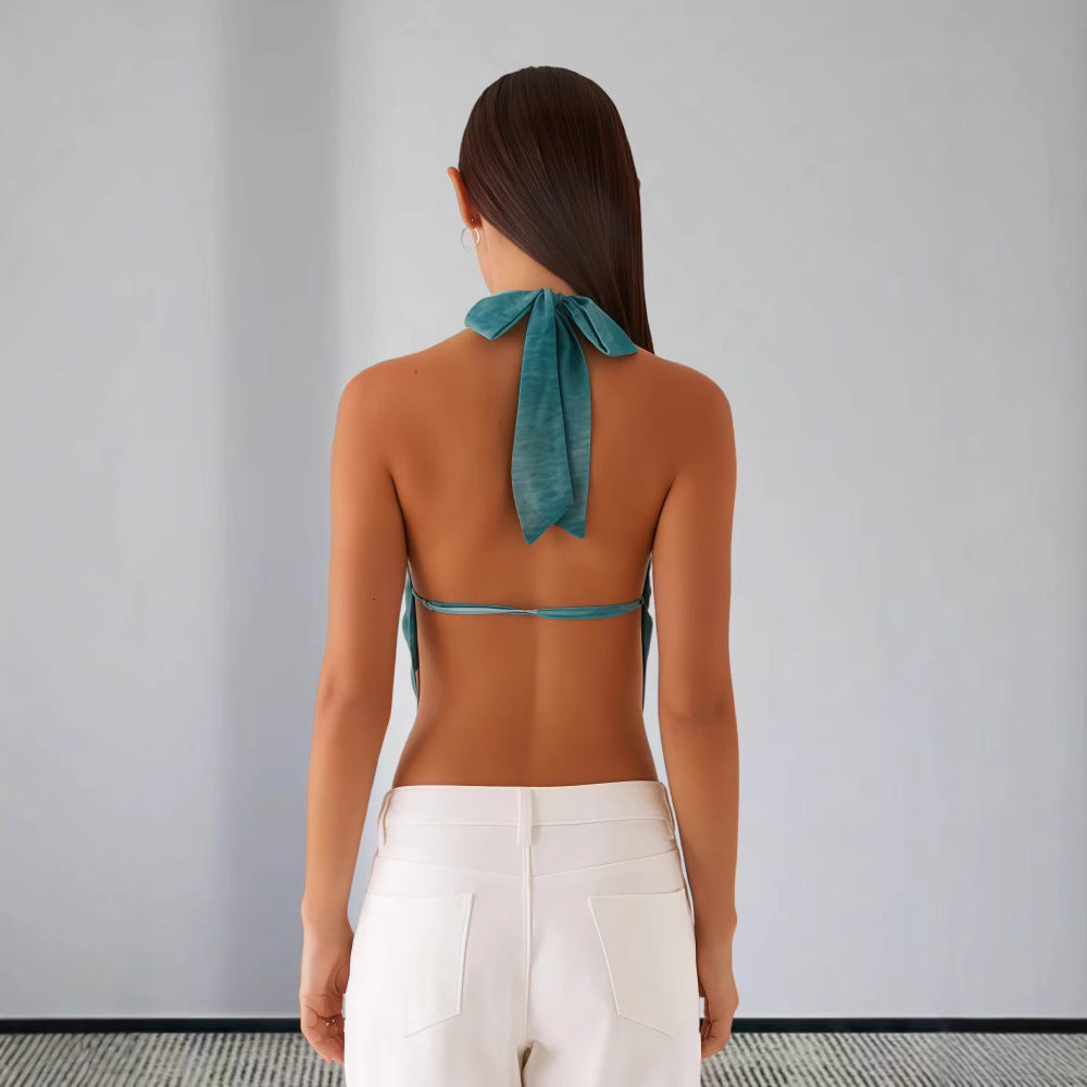 Damen Halstopp im angesagten Wickel-Design mit hochwertigem Details R&B