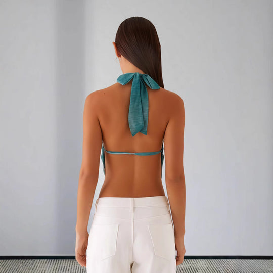 Damen Halstopp im angesagten Wickel-Design mit hochwertigem Details R&B