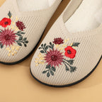 Damen Ballerinas mit floraler Stickerei und flexiblem Fußbett