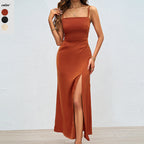 Damen Elegantes Maxikleid mit schmalen Trägern und seitlichem Schlitz R&B