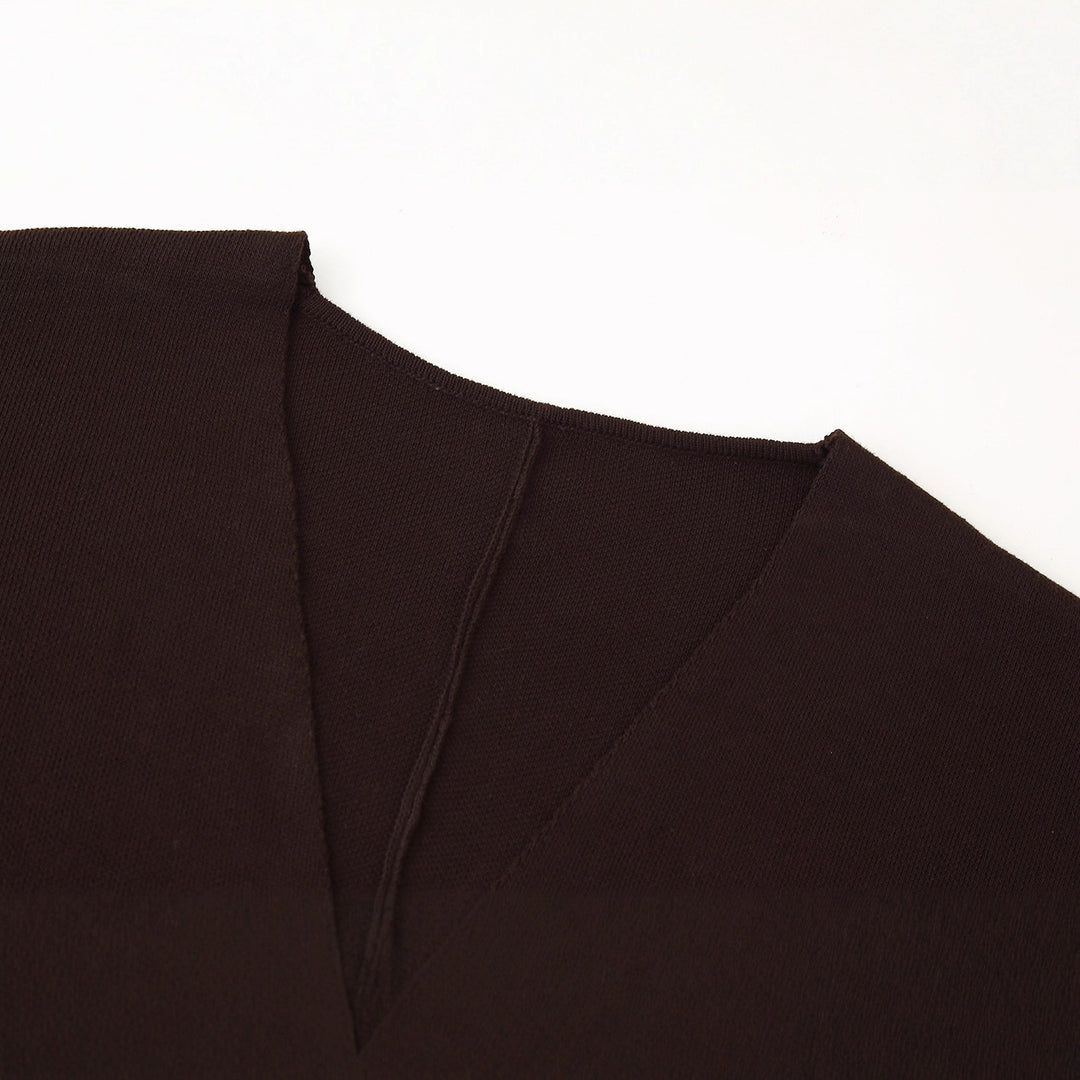 Damen Strick-Overlay-Oberteil mit V-Ausschnitt und eleganter Knopfdetailierung R&B