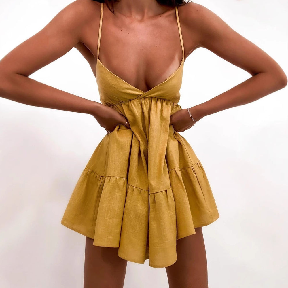 Damen Luftiges Sommerkleid mit Volant und Trägern R&B