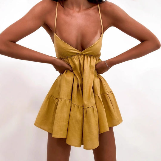 Damen Luftiges Sommerkleid mit Volant und Trägern R&B