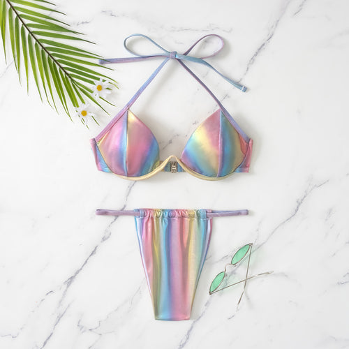 Damen Holographischer Triangel-Bikini R&B