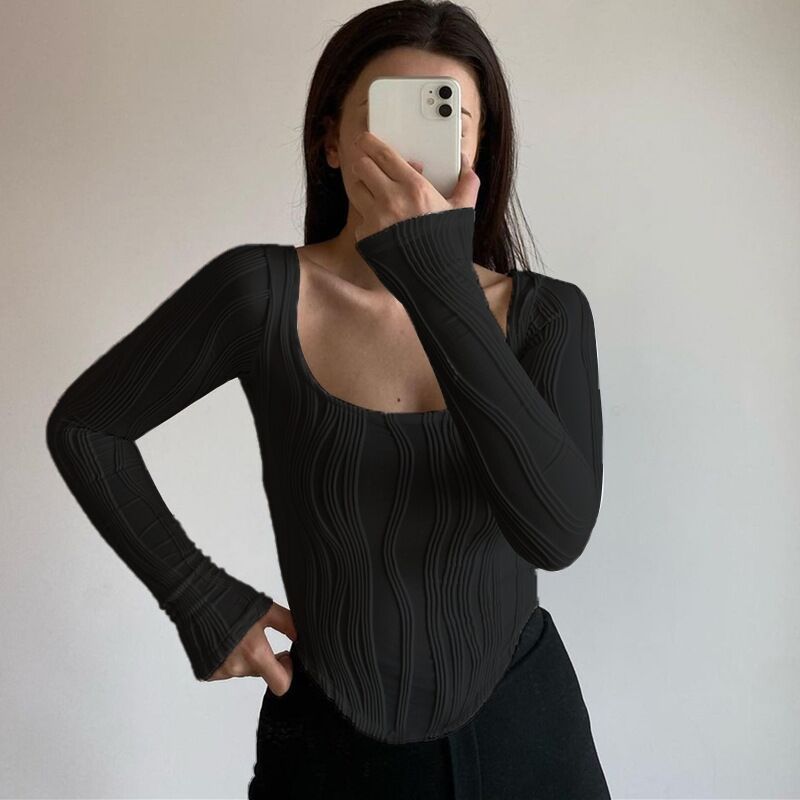 Damen Langarmshirt mit Wellenmuster R&B