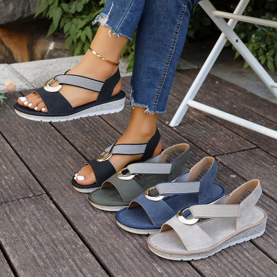 Damen Elegante Riemensandaletten mit modischem Ringelement R&B