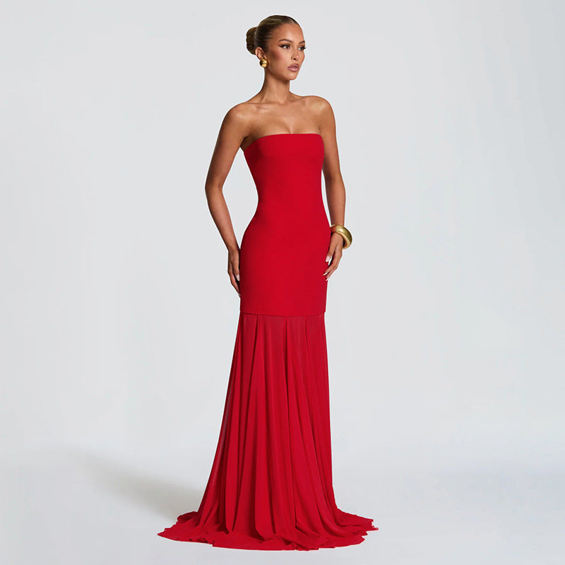 Damen Elegantes Abendkleid mit transparenten Drapierungen R&B
