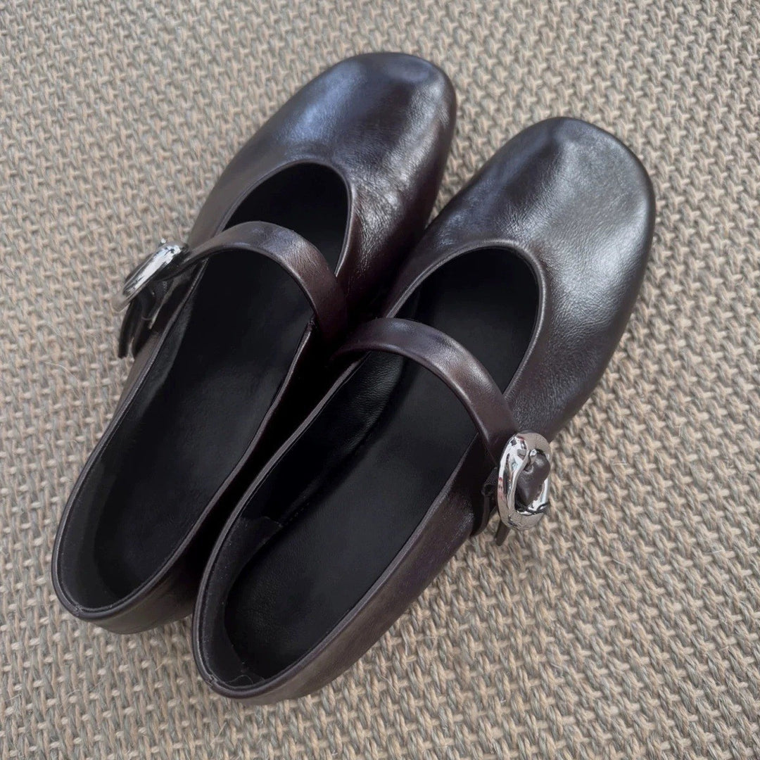 Damen Ballerinas mit verstellbarem Riemen und eleganter Schnalle R&B
