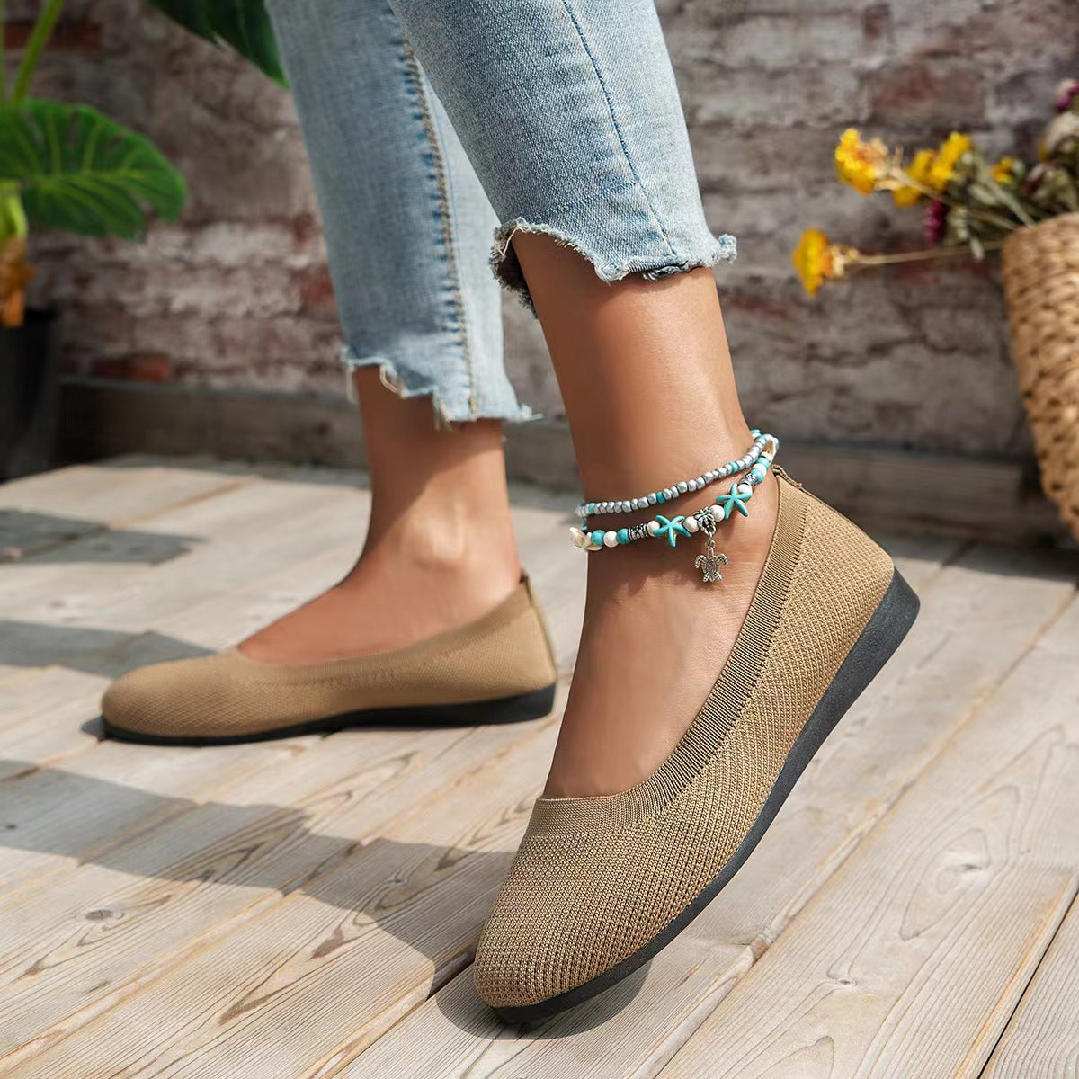 Damen bequeme Ballerinas aus elastischem GewR&Be mit formschöner Sohle R&B