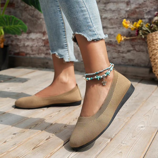 Damen bequeme Ballerinas aus elastischem Gewebe mit formschöner Sohle R&B