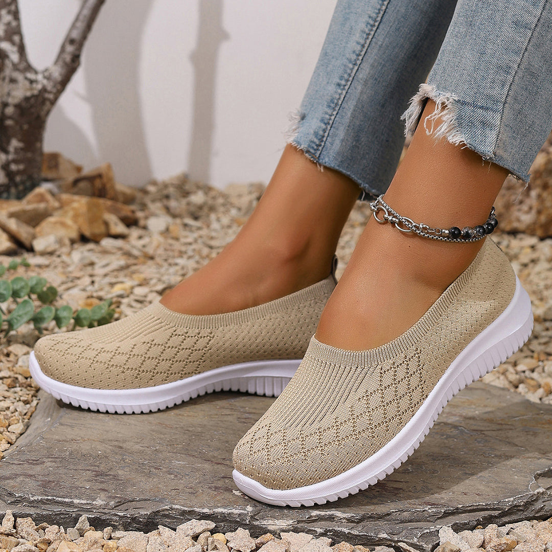 Damen Bequeme Strick-Sneaker mit elastischem Einstieg R&B